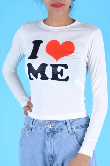I LOVE ME Long-Sleeved T-Shirt – White